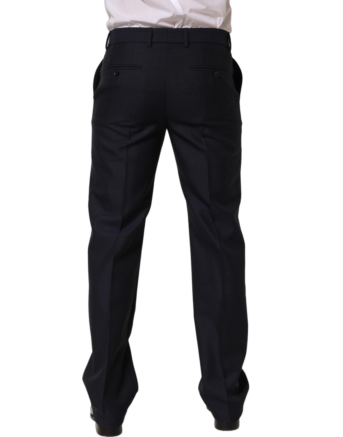 Dolce & Gabbana Black Wool Tapered Leg Dress Trouser Pants