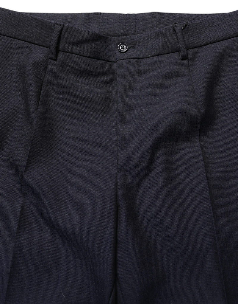 Dolce & Gabbana Black Wool Tapered Leg Dress Trouser Pants