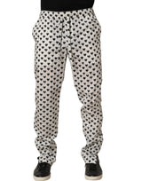 Dolce & Gabbana White Graphic Heart Print Men Trousers