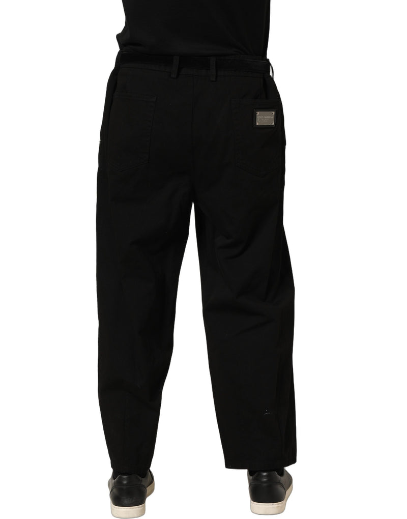 Dolce & Gabbana Black Mid Waist Straight Men Trouser Pants