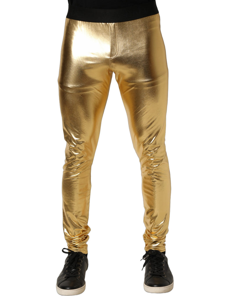 Dolce & Gabbana Gold Metallic Skinny Trousers for Men