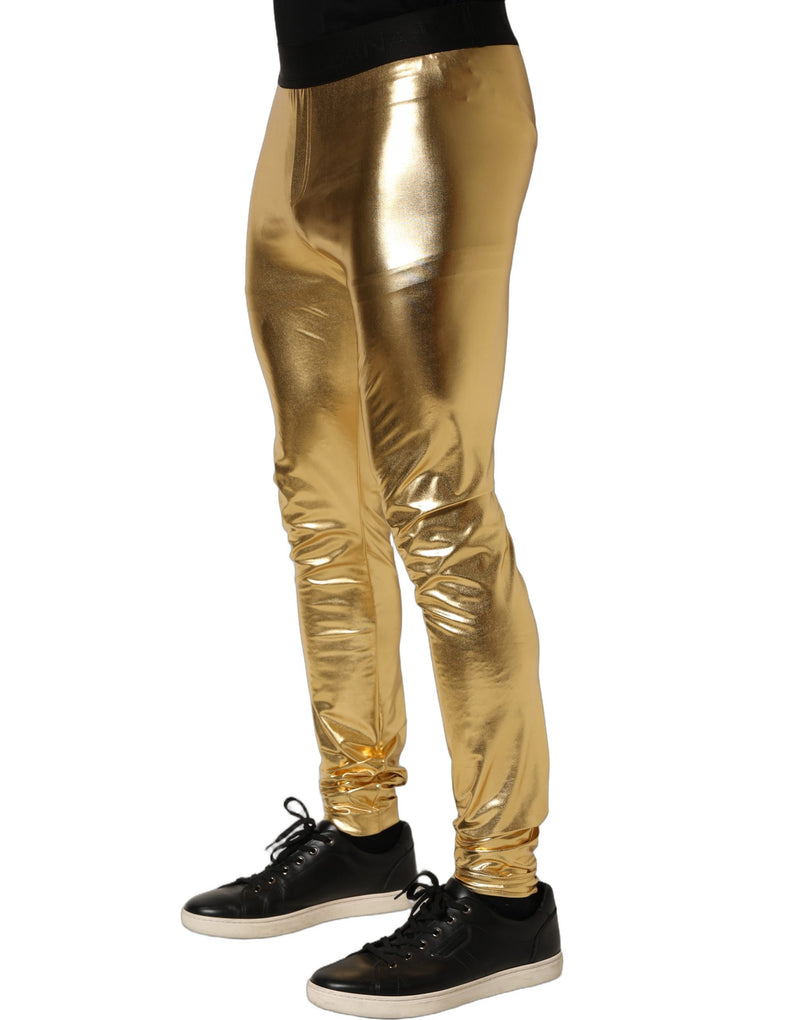 Dolce & Gabbana Gold Metallic Skinny Trousers for Men