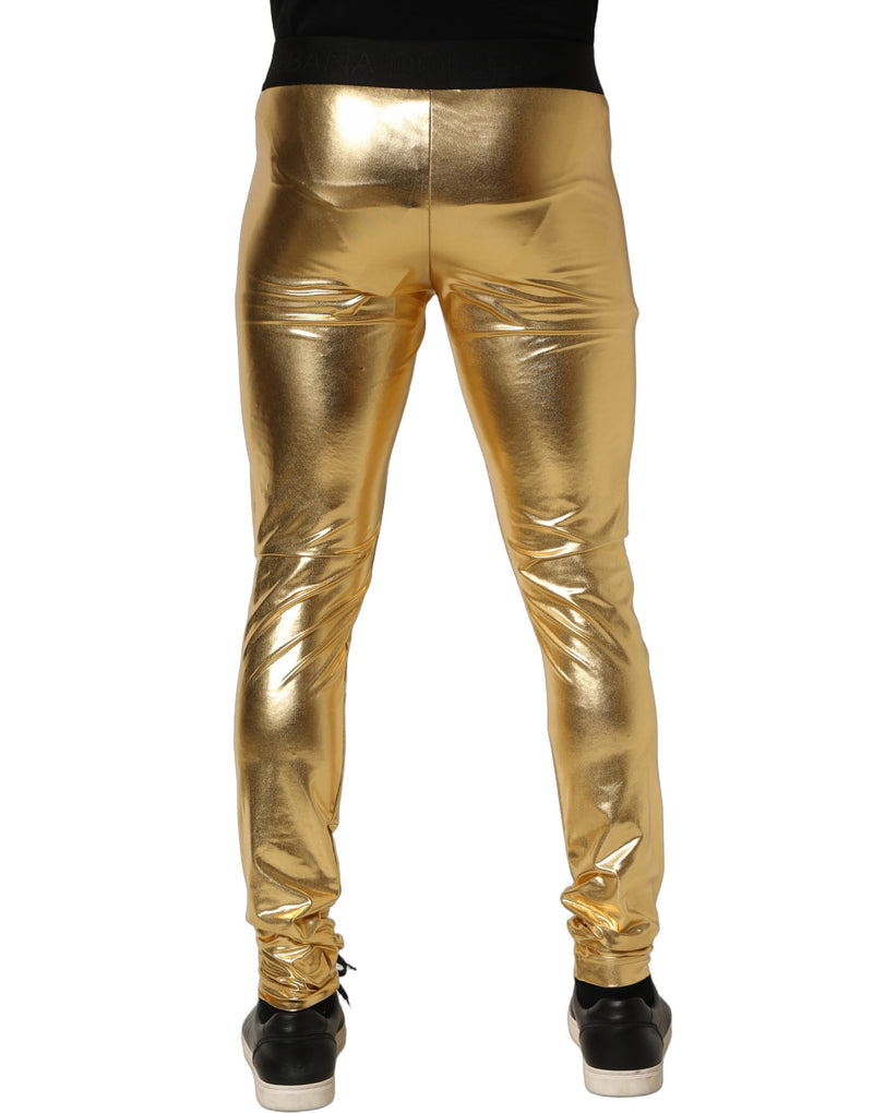 Dolce & Gabbana Gold Metallic Skinny Trousers for Men
