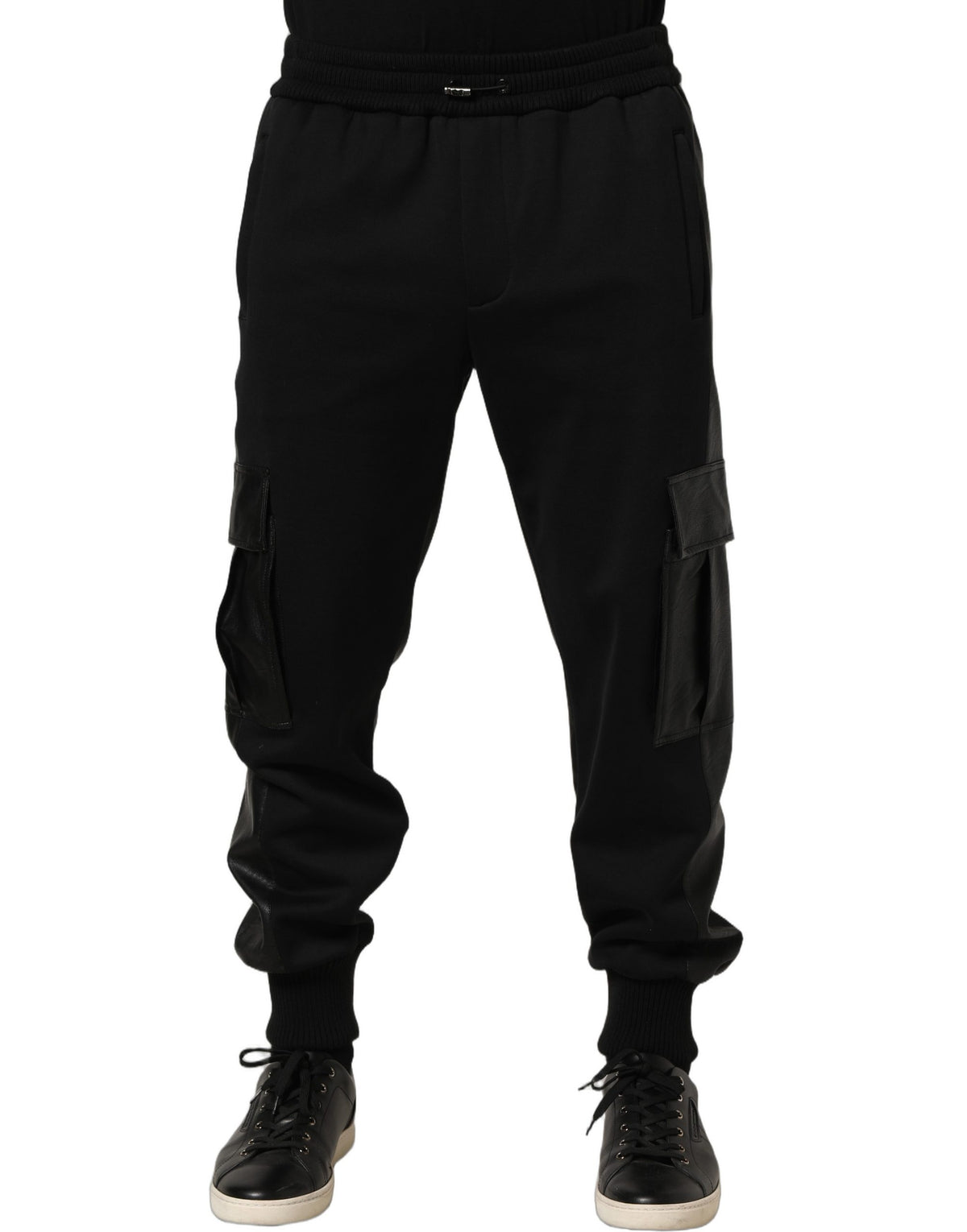 Dolce & Gabbana Black Mid Waist Cargo Jogger Sweatpants