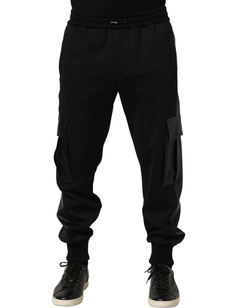 Dolce & Gabbana Black Mid Waist Cargo Jogger Sweatpants