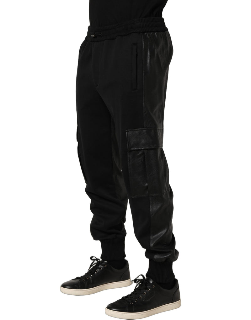 Dolce & Gabbana Black Mid Waist Cargo Jogger Sweatpants