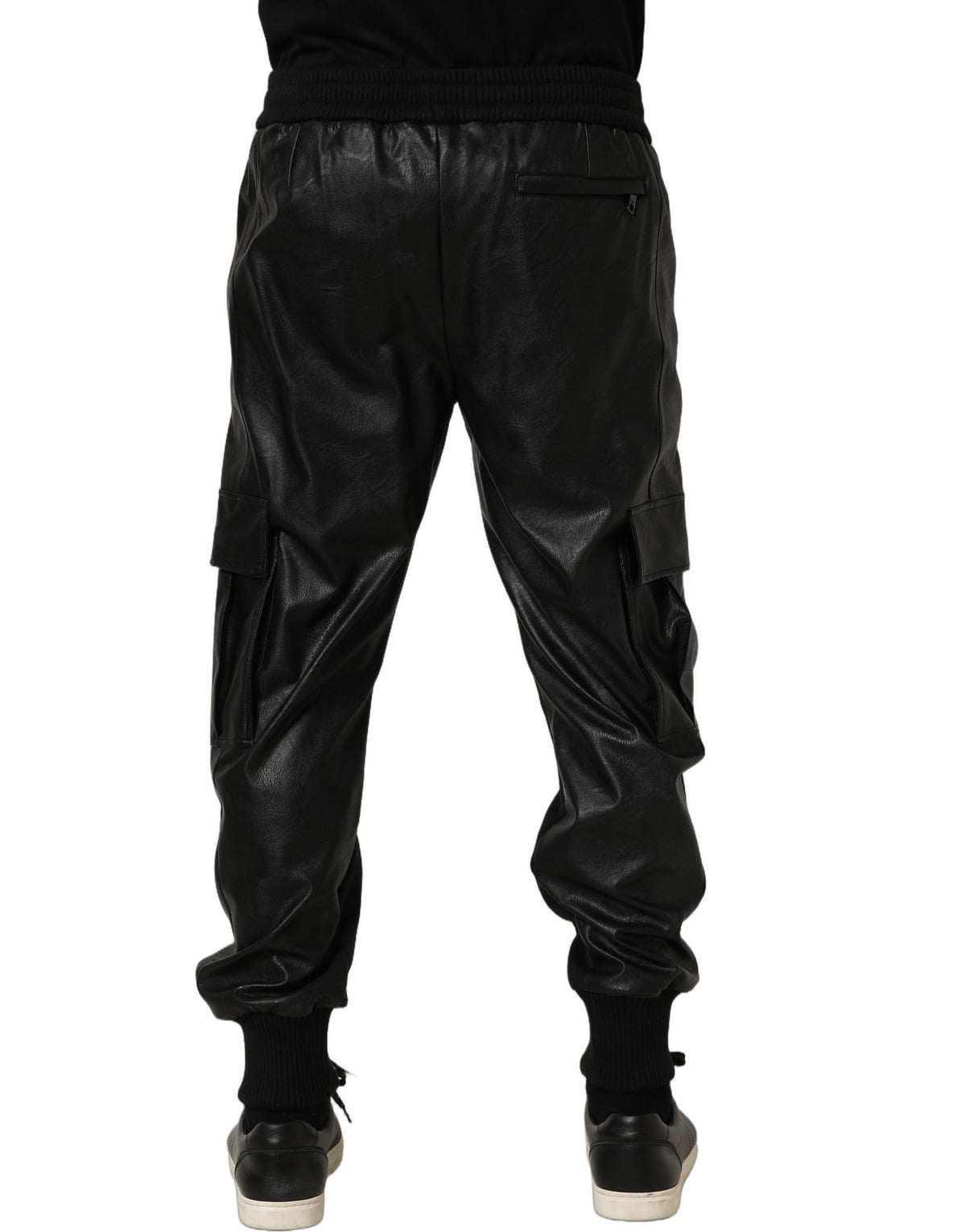 Dolce & Gabbana Black Mid Waist Cargo Jogger Sweatpants