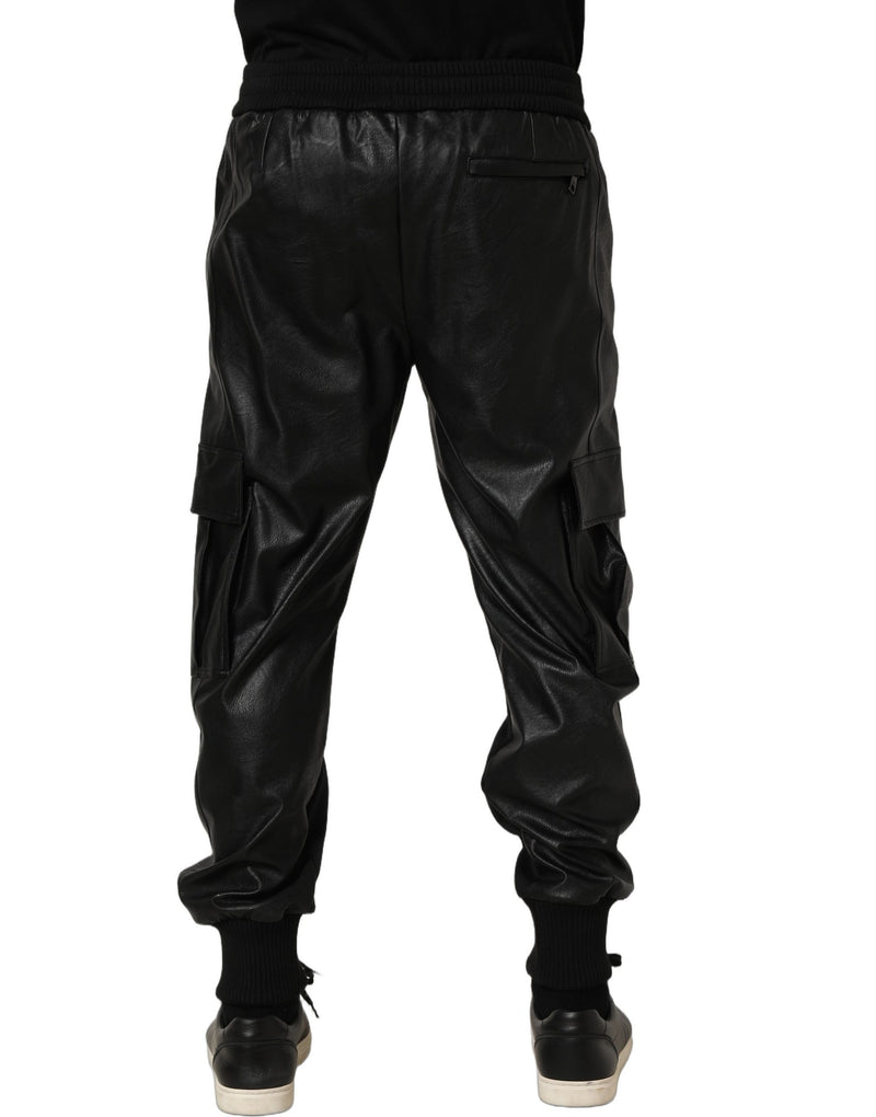 Dolce & Gabbana Black Mid Waist Cargo Jogger Sweatpants
