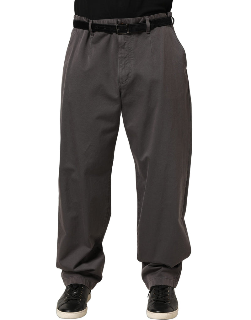 Dolce & Gabbana Dark Gray Mid Waist Straight Men Trouser Pants