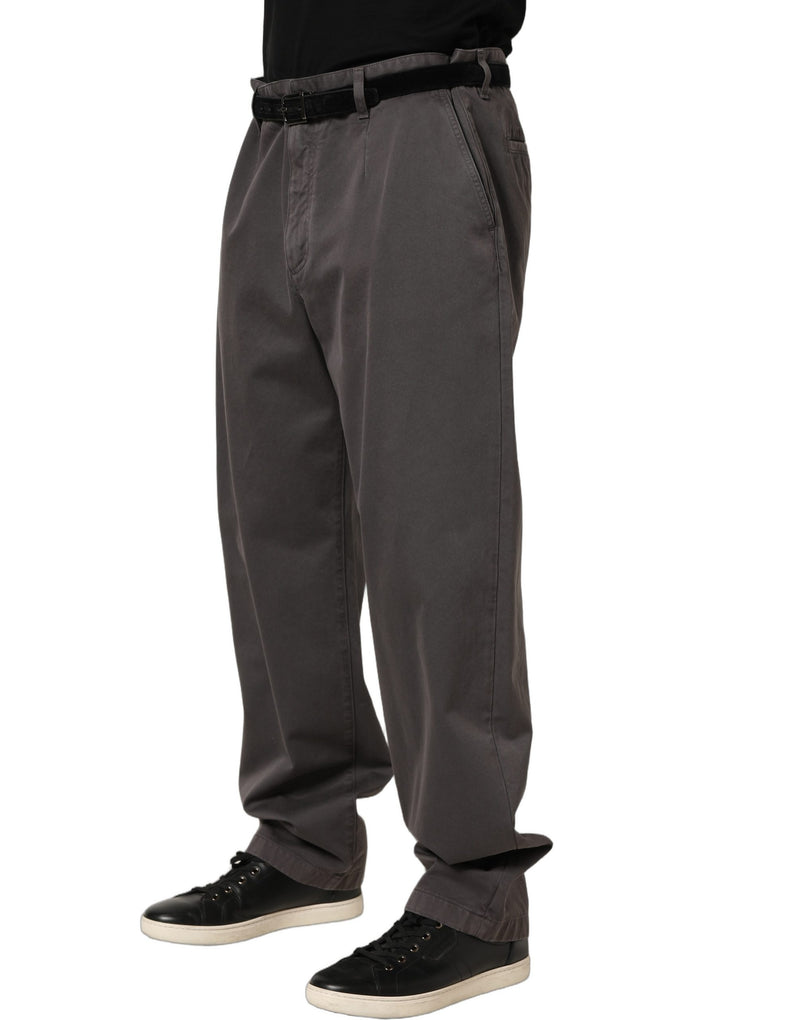 Dolce & Gabbana Dark Gray Mid Waist Straight Men Trouser Pants