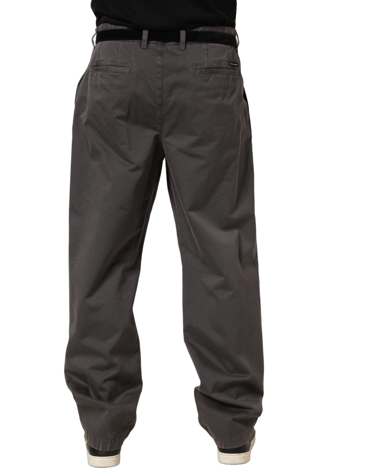 Dolce & Gabbana Dark Gray Mid Waist Straight Men Trouser Pants