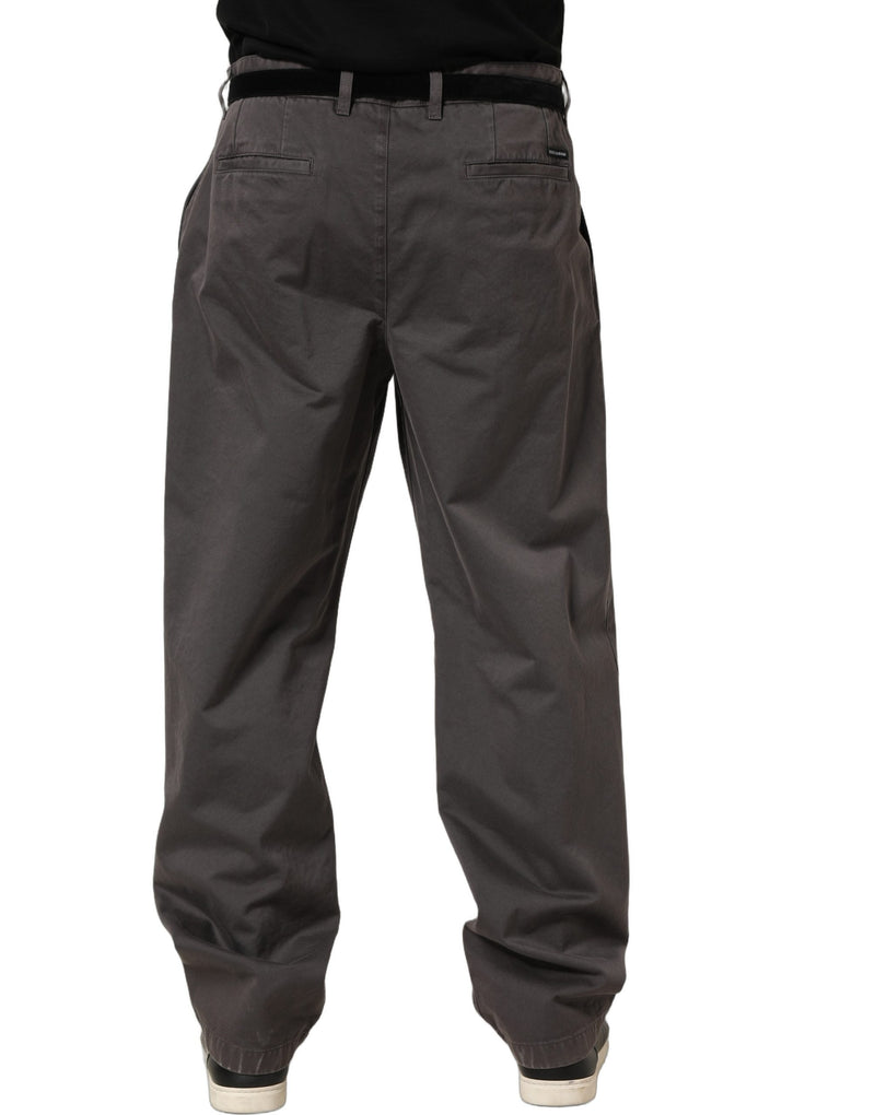 Dolce & Gabbana Dark Gray Mid Waist Straight Men Trouser Pants