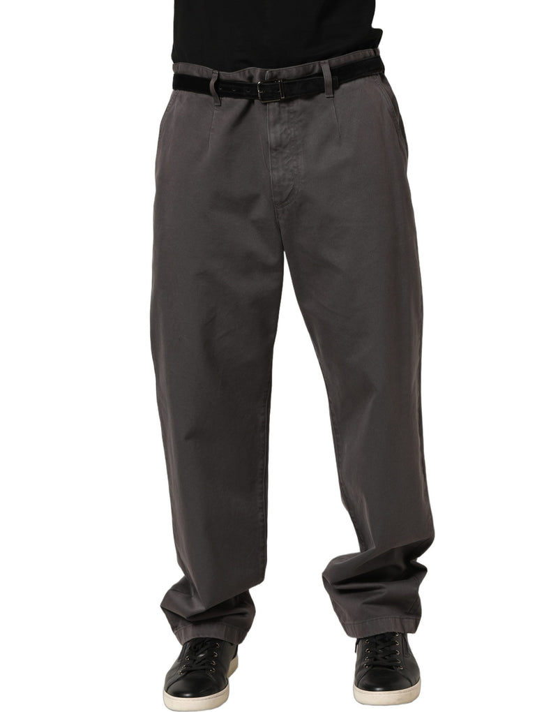Dolce & Gabbana Dark Gray Mid Waist Straight Men Trouser Pants