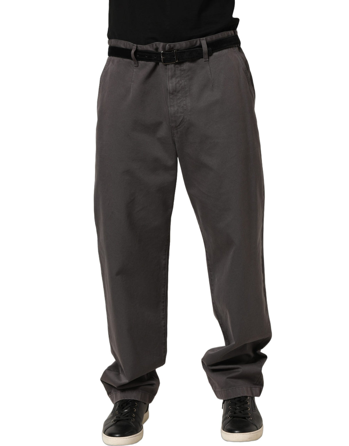 Dolce & Gabbana Dark Gray Mid Waist Straight Men Trouser Pants