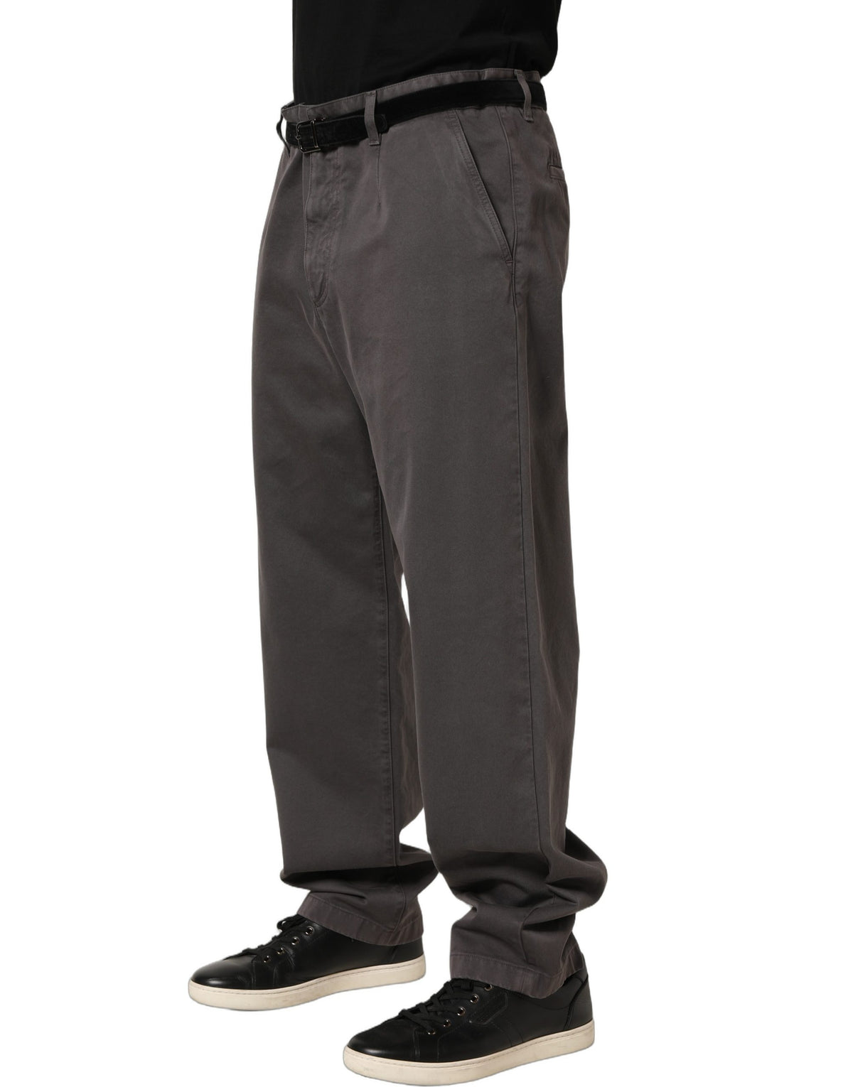Dolce & Gabbana Dark Gray Mid Waist Straight Men Trouser Pants