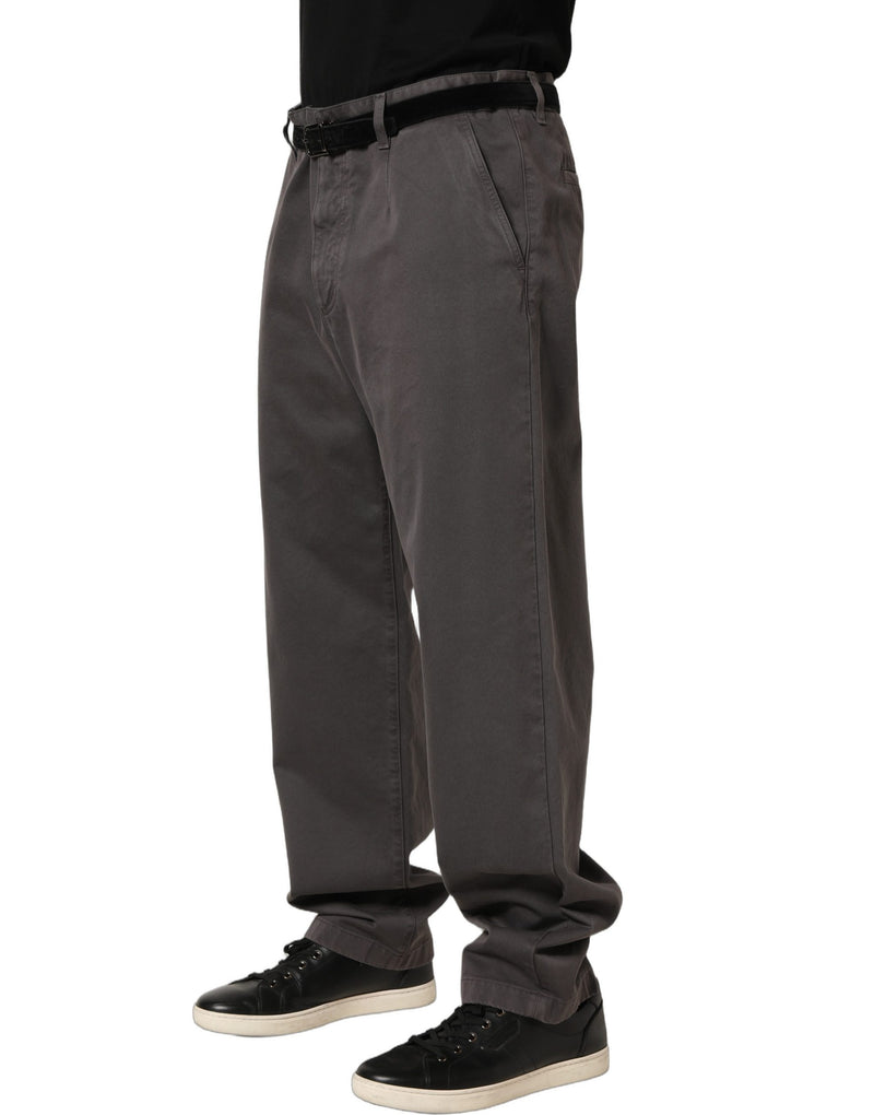 Dolce & Gabbana Dark Gray Mid Waist Straight Men Trouser Pants