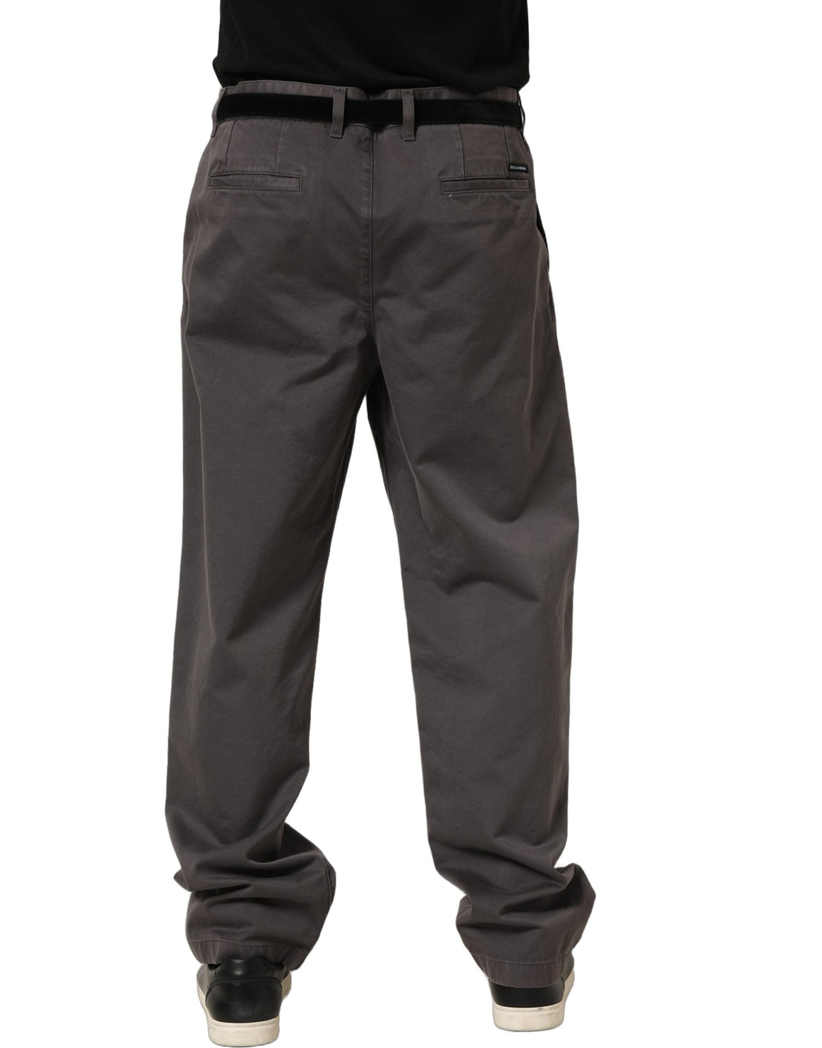 Dolce & Gabbana Dark Gray Mid Waist Straight Men Trouser Pants