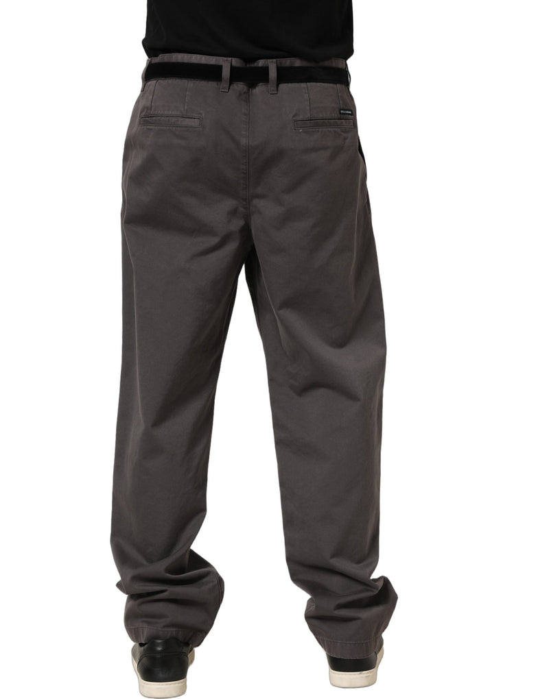 Dolce & Gabbana Dark Gray Mid Waist Straight Men Trouser Pants