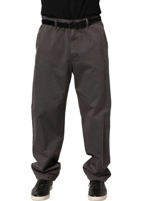 Dolce & Gabbana Dark Gray Mid-Waist Straight Men Trouser Pants