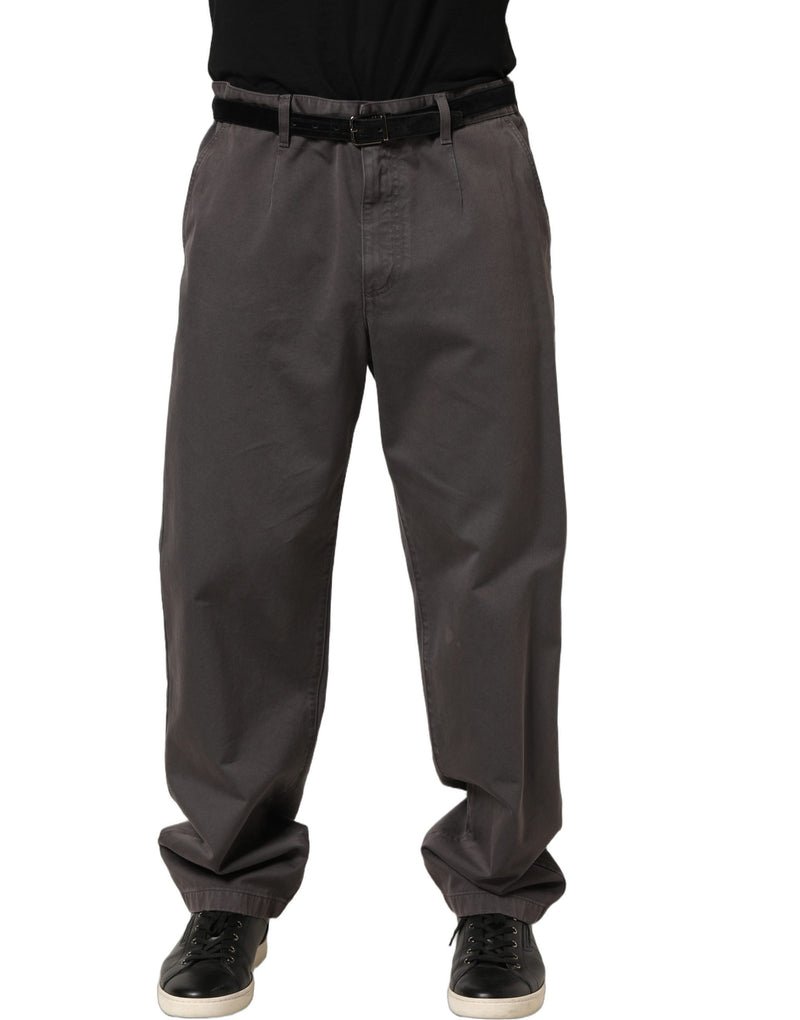 Dolce & Gabbana Dark Gray Mid-Waist Straight Men Trouser Pants