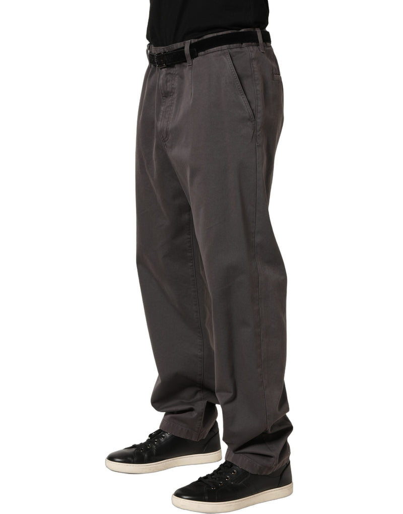 Dolce & Gabbana Dark Gray Mid-Waist Straight Men Trouser Pants