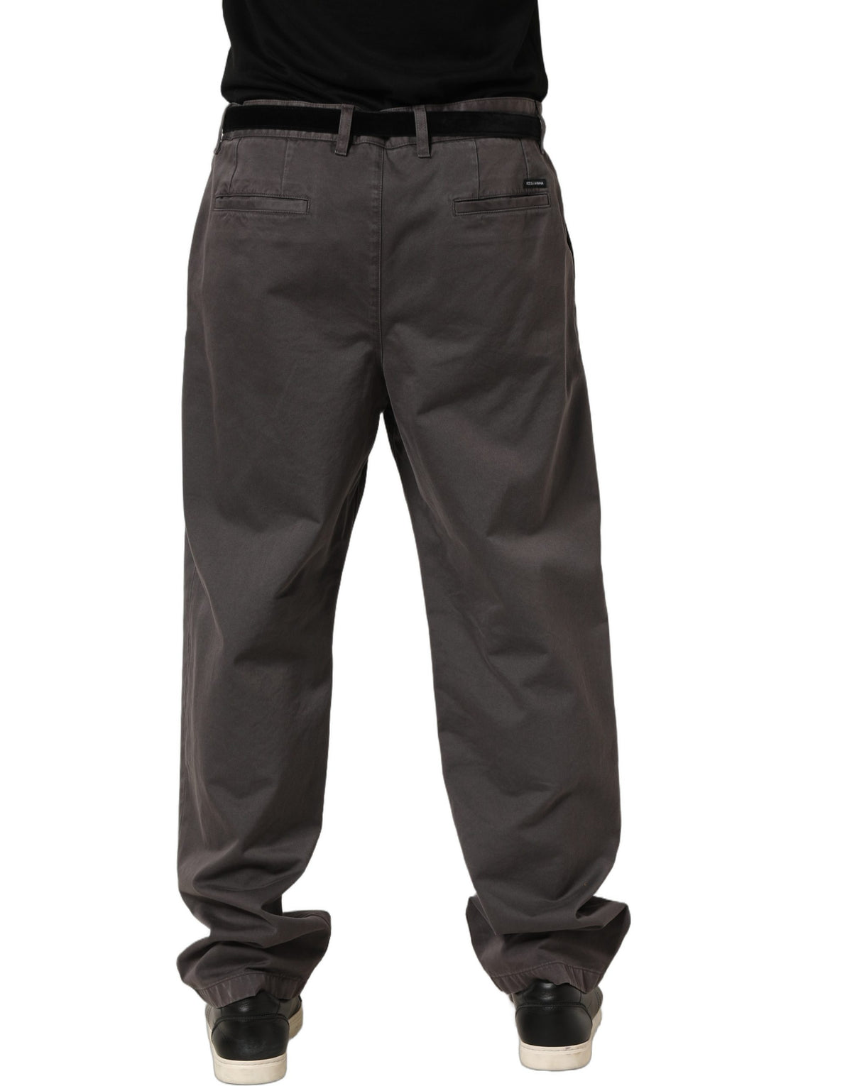 Dolce & Gabbana Dark Gray Mid-Waist Straight Men Trouser Pants