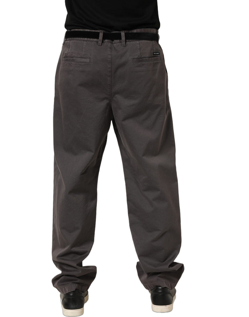 Dolce & Gabbana Dark Gray Mid-Waist Straight Men Trouser Pants