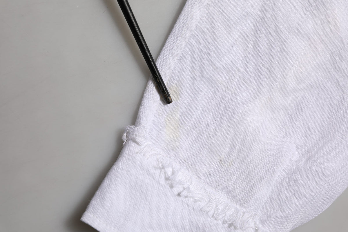 Dolce & Gabbana White Linen Logo Long Sleeves Casual Shirt