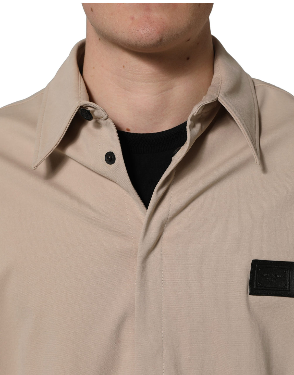 Dolce & Gabbana Beige Logo Overshirt Cotton Men Casual Shirt