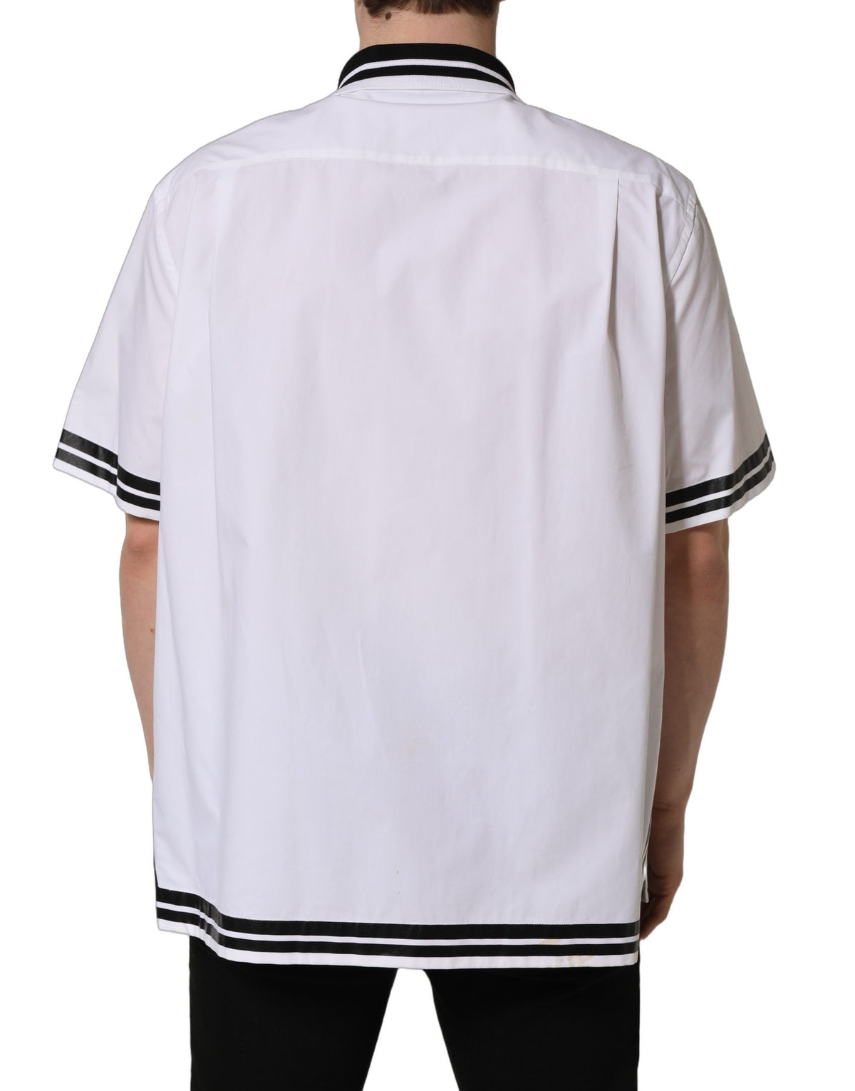 Dolce & Gabbana White Logo Patch Cotton Baseball Casual Shirt