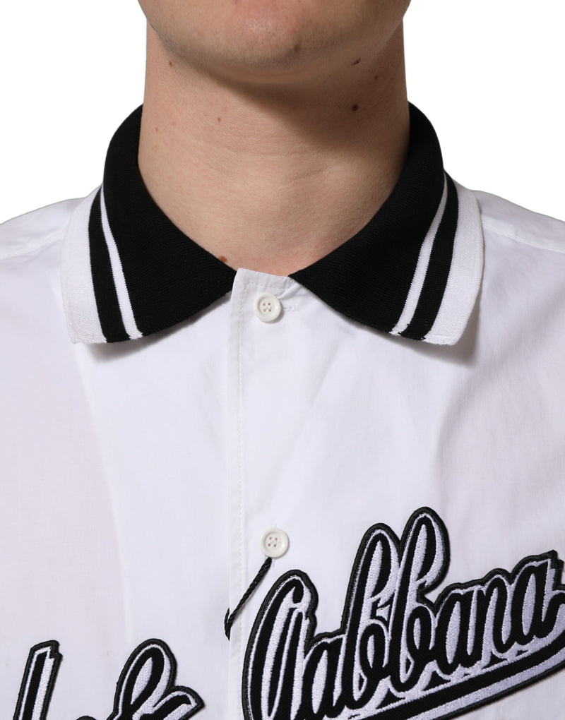 Dolce & Gabbana White Logo Patch Cotton Baseball Casual Shirt