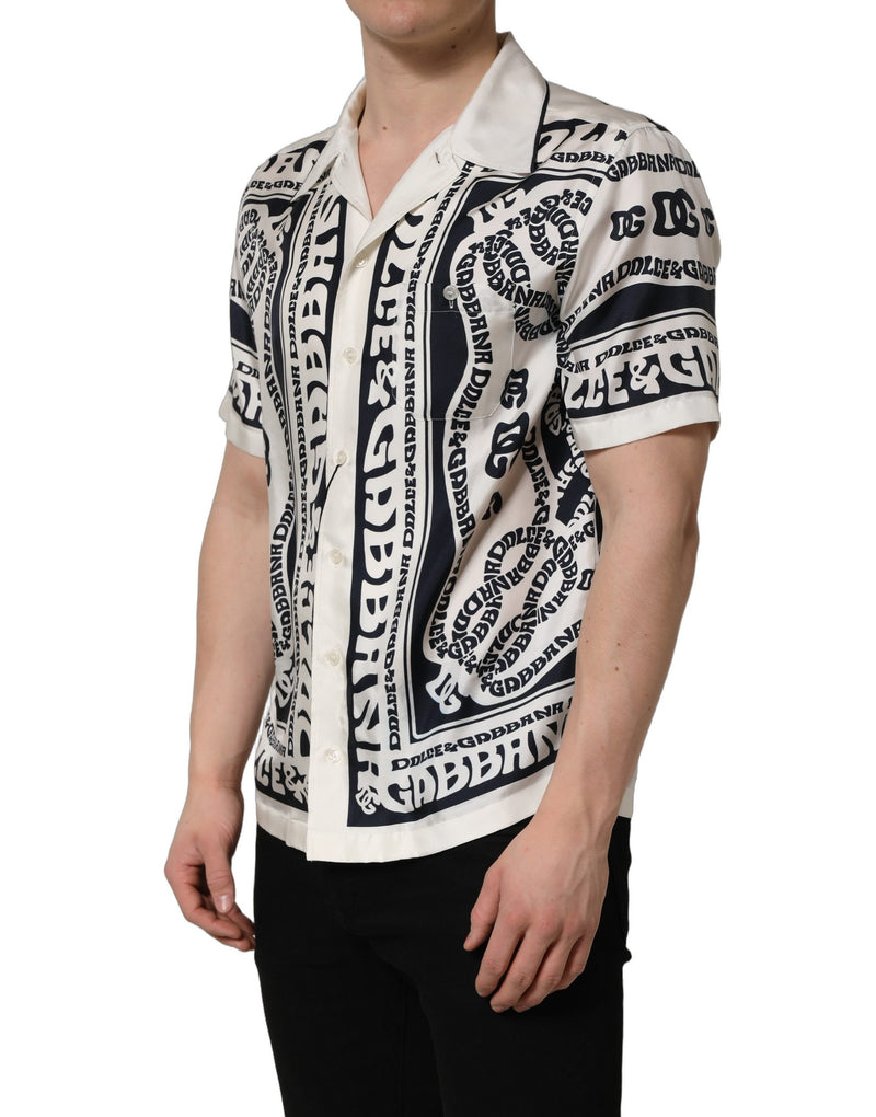 Dolce & Gabbana Black White Logo Bandana Short Sleeves Shirt