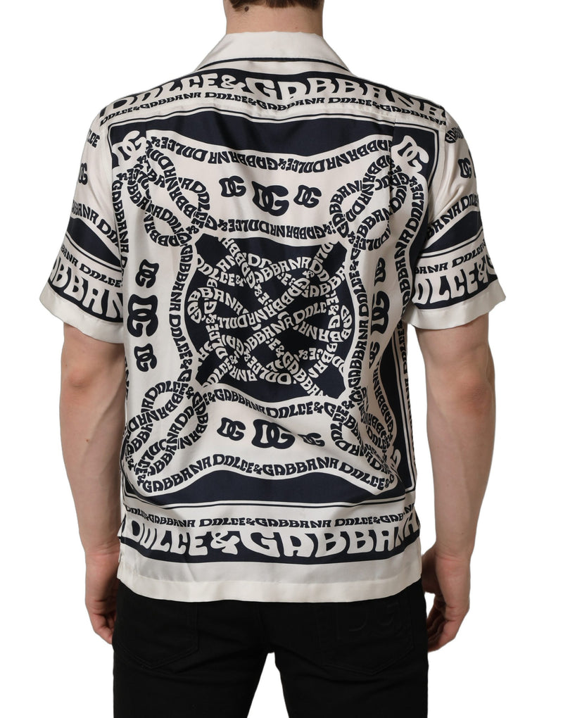 Dolce & Gabbana Black White Logo Bandana Short Sleeves Shirt