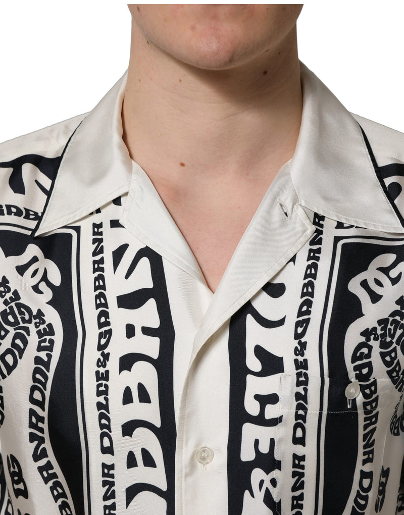 Dolce & Gabbana Black White Logo Bandana Short Sleeves Shirt