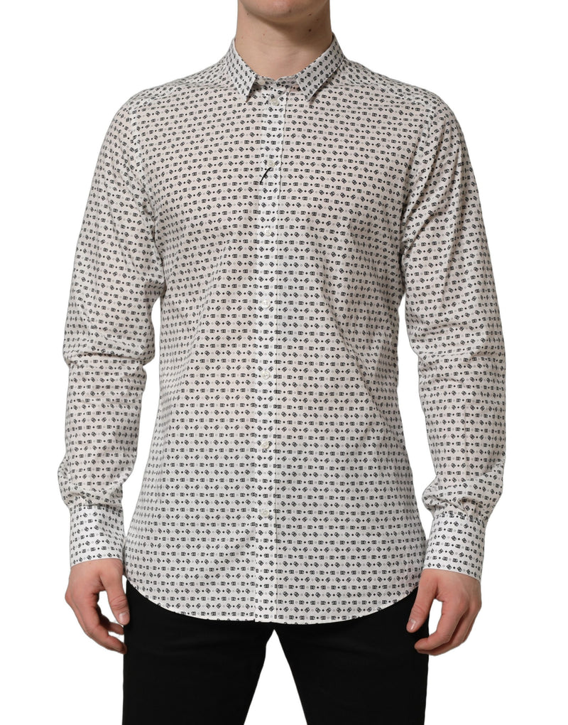 Dolce & Gabbana White Logo GOLD Long Sleeves Dress Shirt
