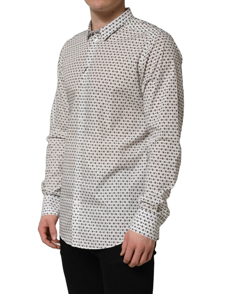 Dolce & Gabbana White Logo GOLD Long Sleeves Dress Shirt