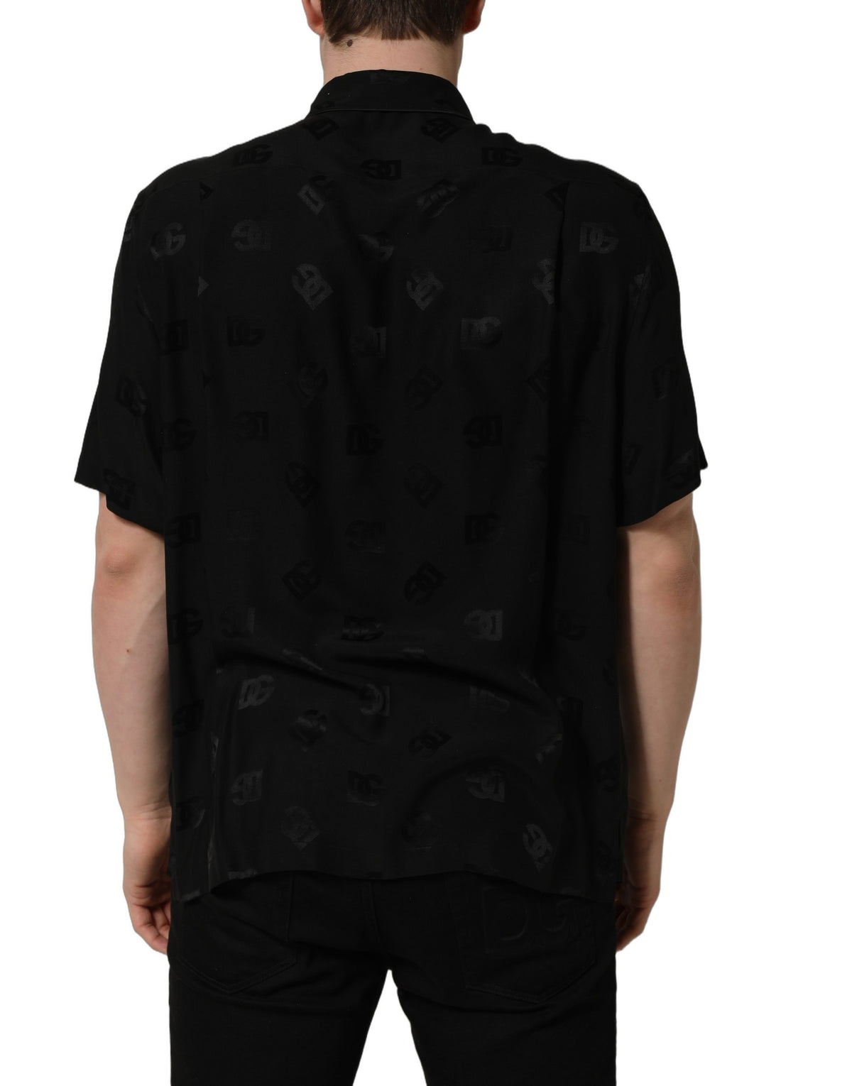 Dolce & Gabbana Black Logo Monogram Short Sleeve Shirt for Men
