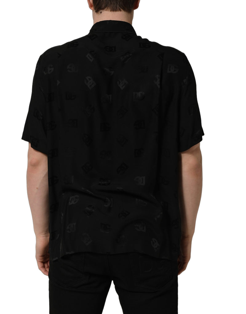 Dolce & Gabbana Black Logo Monogram Short Sleeve Shirt for Men