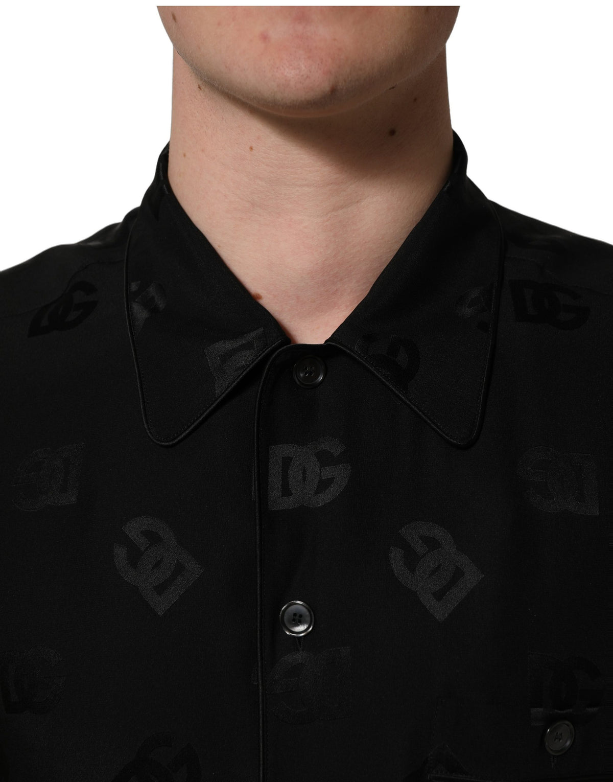 Dolce & Gabbana Black Logo Monogram Short Sleeve Shirt for Men
