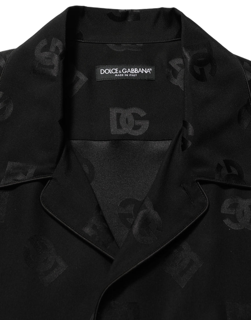 Dolce & Gabbana Black Logo Monogram Short Sleeve Shirt for Men