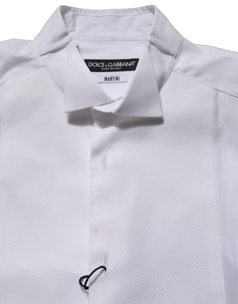 Dolce & Gabbana White Cotton MARTINI Sleeveless Men Dress Shirt
