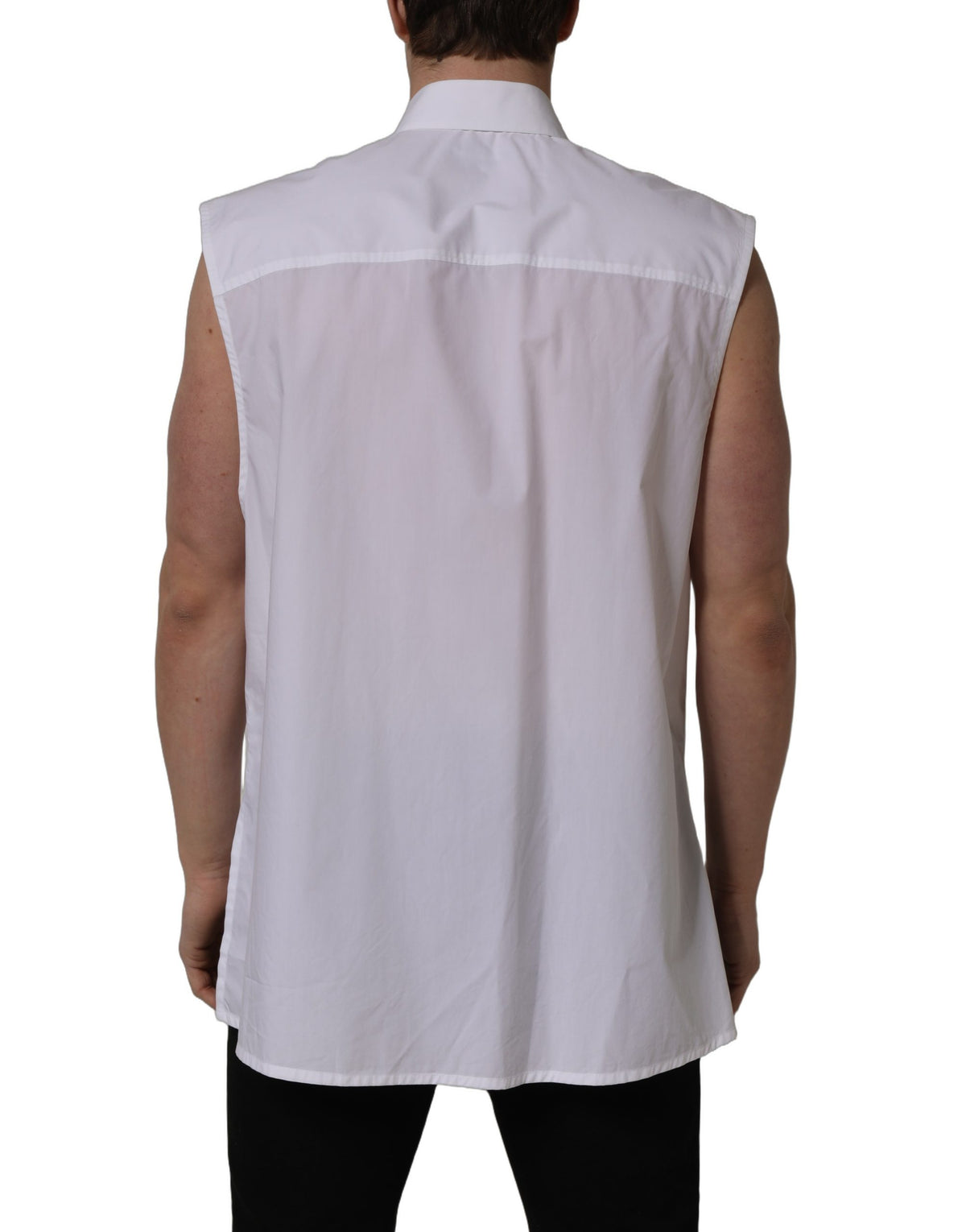 Dolce & Gabbana White Cotton Sleeveless Dress Shirt for Men