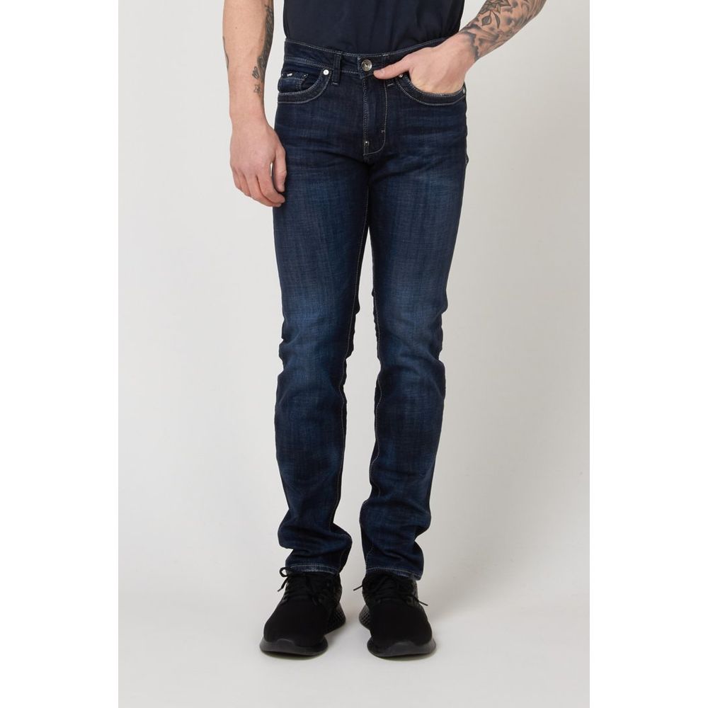 Gas Blue Cotton Slim Fit Jeans for Men