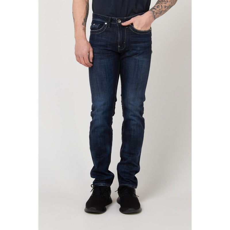 Gas Blue Cotton Slim Fit Jeans for Men