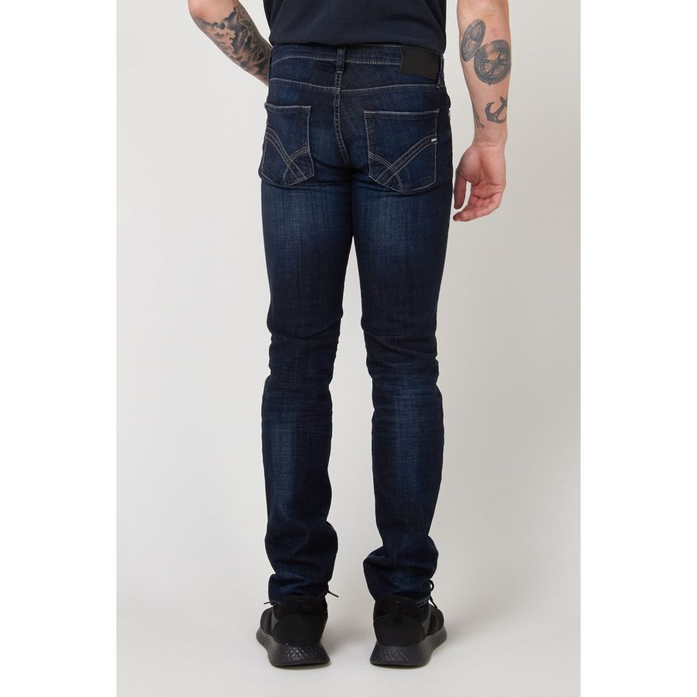 Gas Blue Cotton Slim Fit Jeans for Men