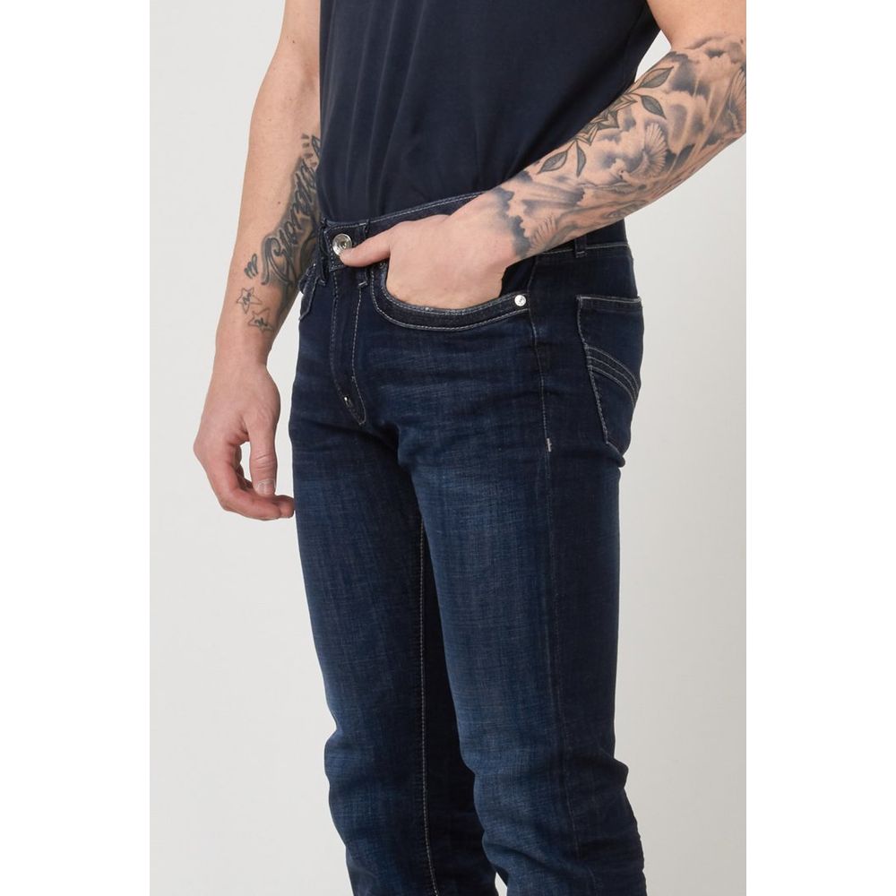Gas Blue Cotton Slim Fit Jeans for Men