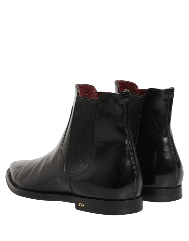 Dolce & Gabbana Black Chelsea Slip On Men Ankle Boots