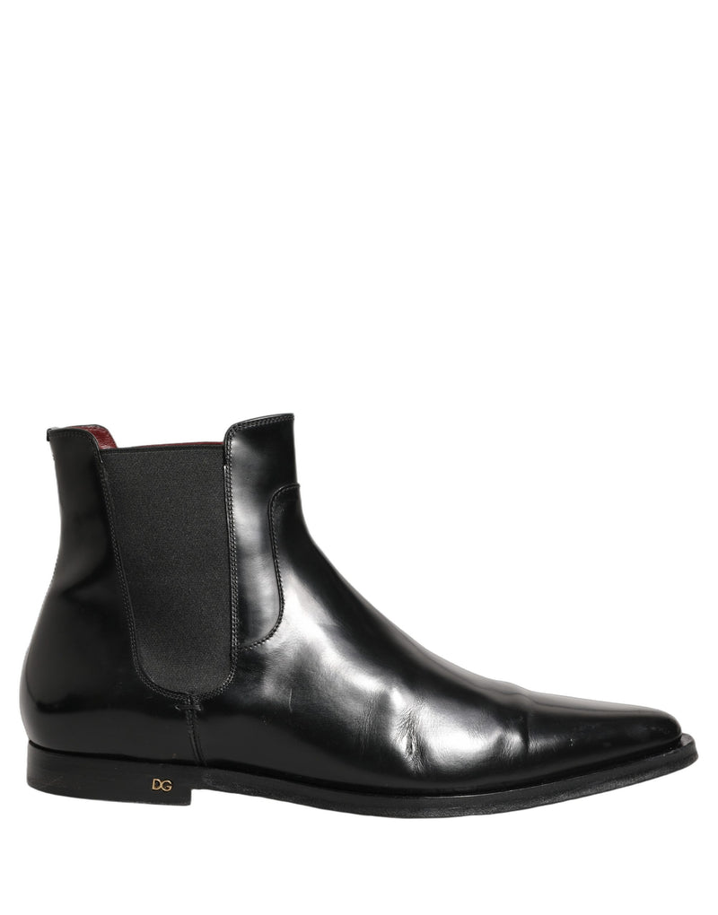 Dolce & Gabbana Black Chelsea Slip On Men Ankle Boots