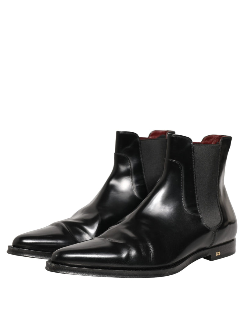 Dolce & Gabbana Black Chelsea Slip On Men Ankle Boots