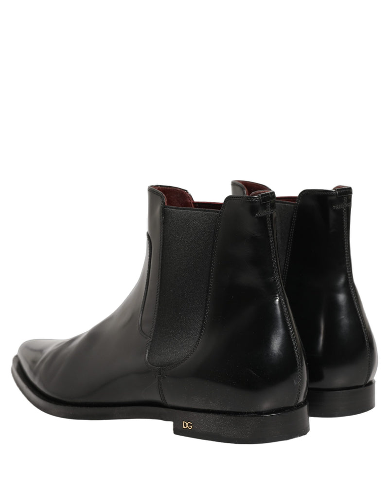 Dolce & Gabbana Black Chelsea Slip On Men Ankle Boots
